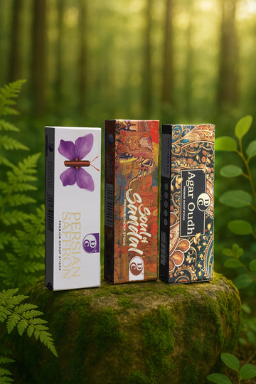 Persian Saffron  Premium 6 Inch Long Charcoal Free Dhoop Sticks 10 Sticks Pack
