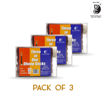 DS Three in One Premium Dhoop Sticks | Pack of 3 | Lavender, Sandalwood, Rose | 10 Dhoop Sticks of Each Fragrance |No Bamboo Dhoop Stick | Charcoal Free | Dhoop Chaon & Co.