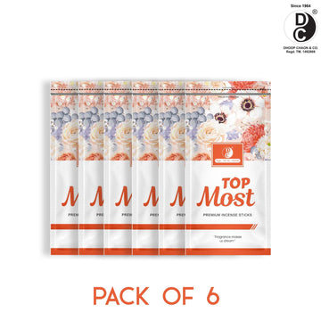 Top Most Premium Incense Zipper | Pack of 6 Zippers | Nature Fragrance | 120 GMS Each | Long - Lasting Incense Sticks for Calming & Relaxation | No Charcoal Agarbatti | Dhoop Chaon & Co.