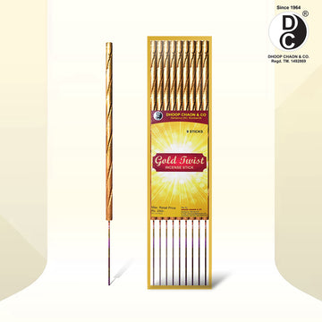 19" Gold Twist Premium 19" Long Incense Sticks 10 Sticks Pack