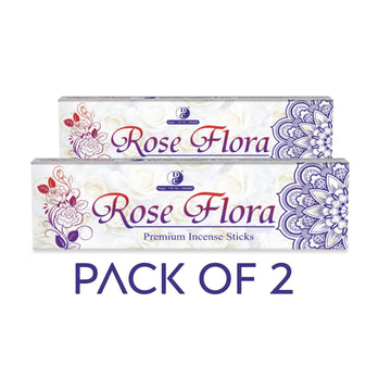 Rose Flora Incense Sticks | 250 GMS Pack Each | Pack of 2 | Long Lasting Incense Sticks for Calming & Relaxation | No Charcoal Agarbatti | Dhoop Chaon and Co.