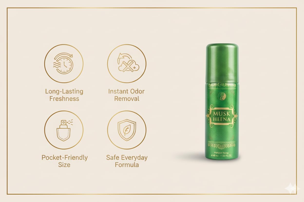 Musk Heena Air Freshener Spray | Premium 40 ml Mist | Pack of 2