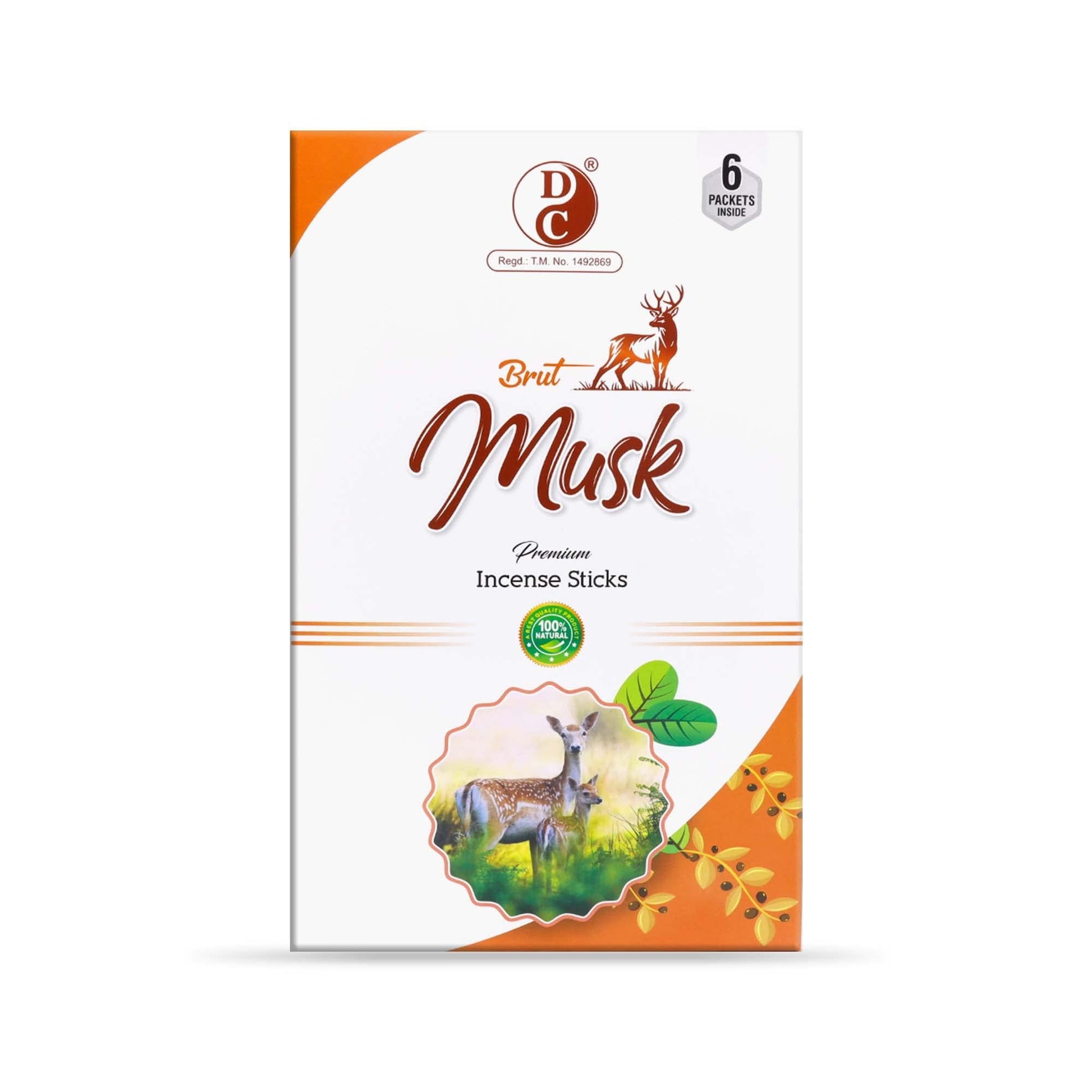 Eco Brut Musk Premium Incense Sticks | Pack of 6 Boxes | 100 GMS Each