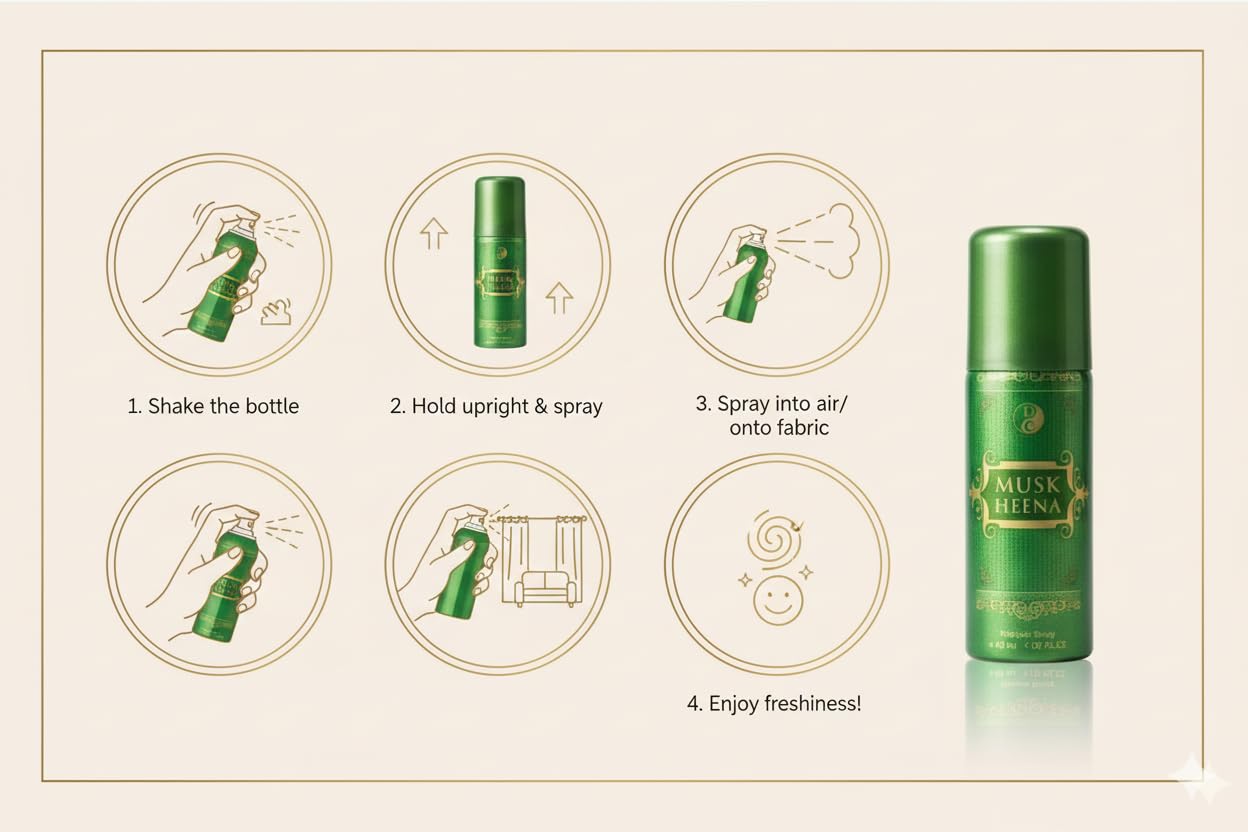 Musk Heena Air Freshener Spray | Premium 40 ml Mist | Pack of 2
