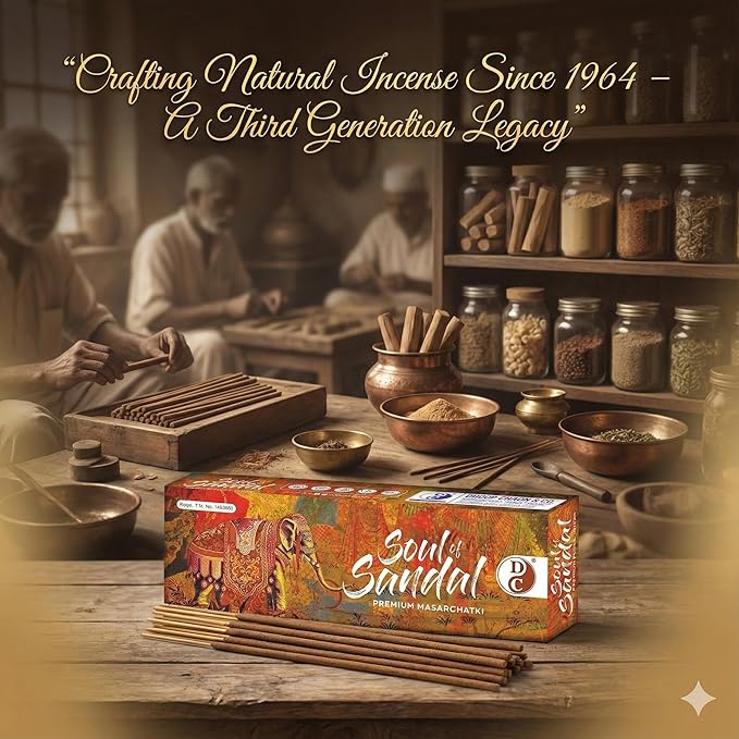 Soul of Sandal – Premium Natural Masala Incense Sticks (50g × 12 Value Pack) Long-Lasting Sandalwood Fragrance | Handcrafted | Pure Masala Agarbatti