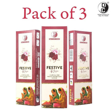 Dhoop Chaon & Co. Festive Rose Premium Bambooless Incense Sticks | Pack of 3