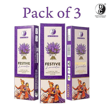 Dhoop Chaon & Co. Festive Lavender Premium Bambooless Incense Sticks | Pack of 3