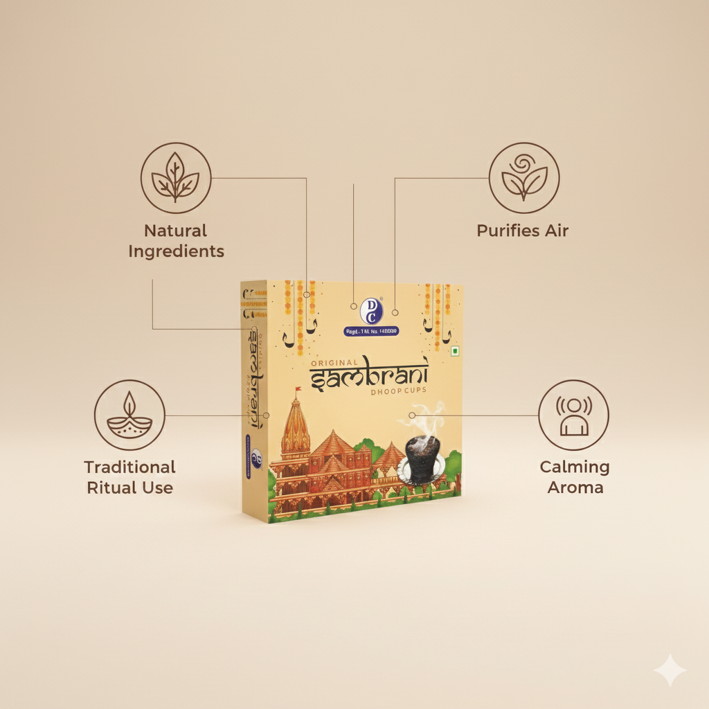 Sambrani Natural Loban Cup Dhoop 12 Sambrani Cups in 1 Pack