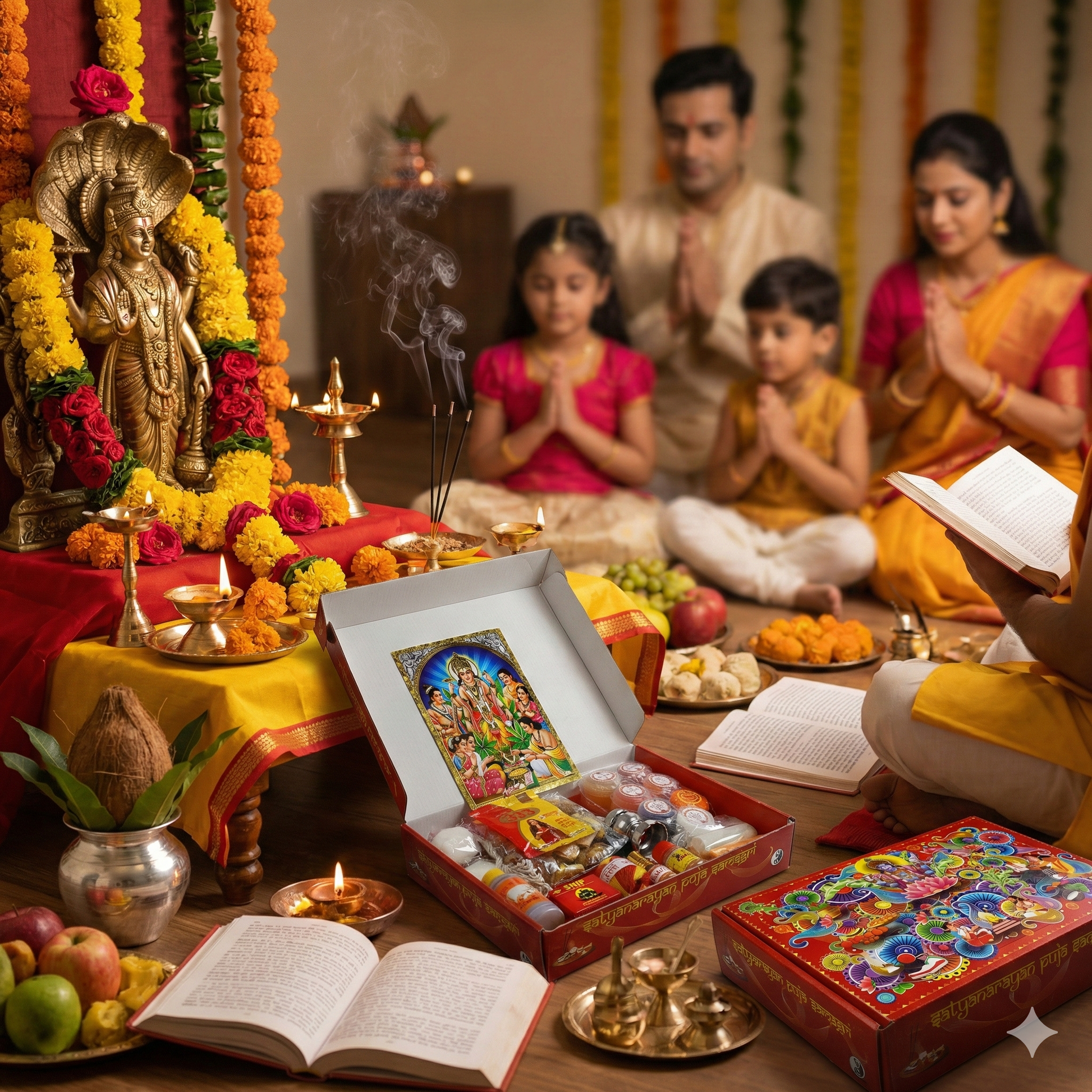 Shree Satyanarayan  Premium Complete Puja Samagri Kit Pack of 1