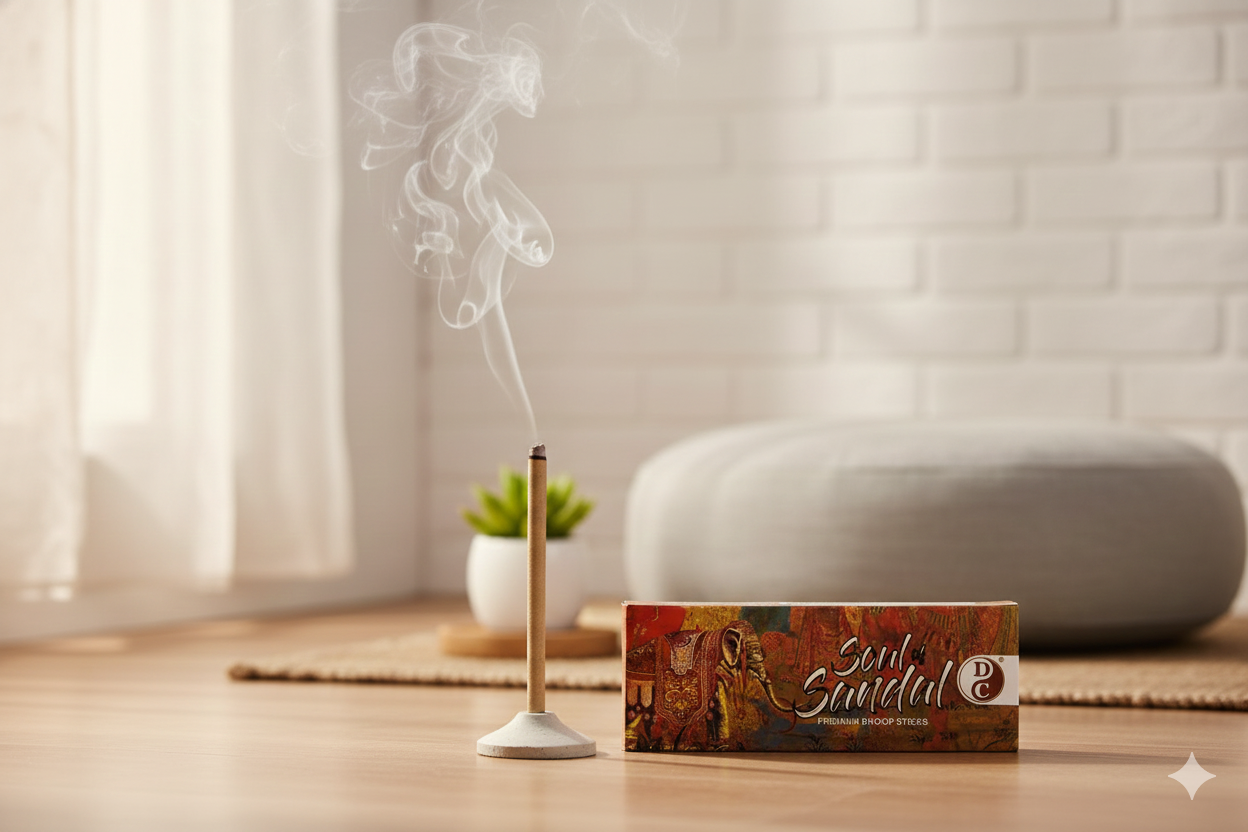 Soul of Sandal Premium 6 Inch Long Charcoal Free Dhoop Sticks 10 Sticks Pack