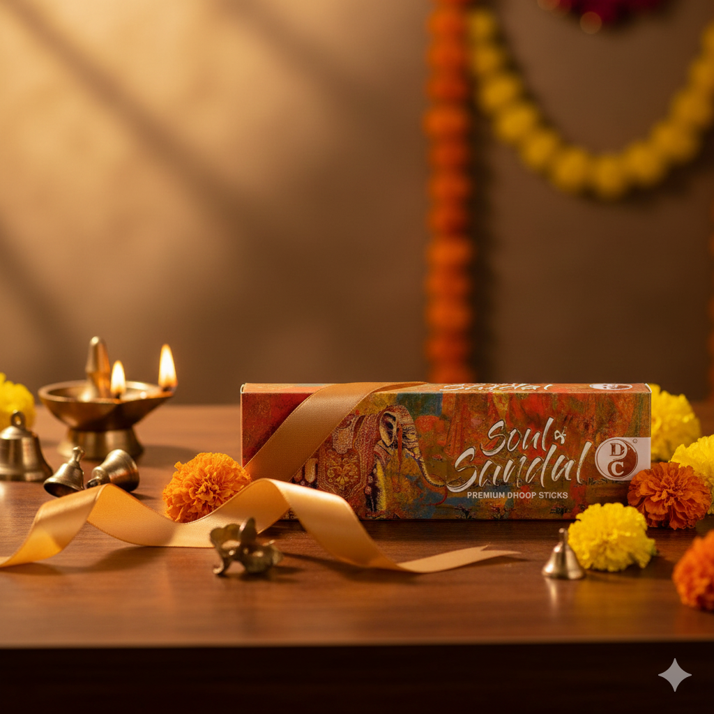 Soul of Sandal Premium 6 Inch Long Charcoal Free Dhoop Sticks 10 Sticks Pack