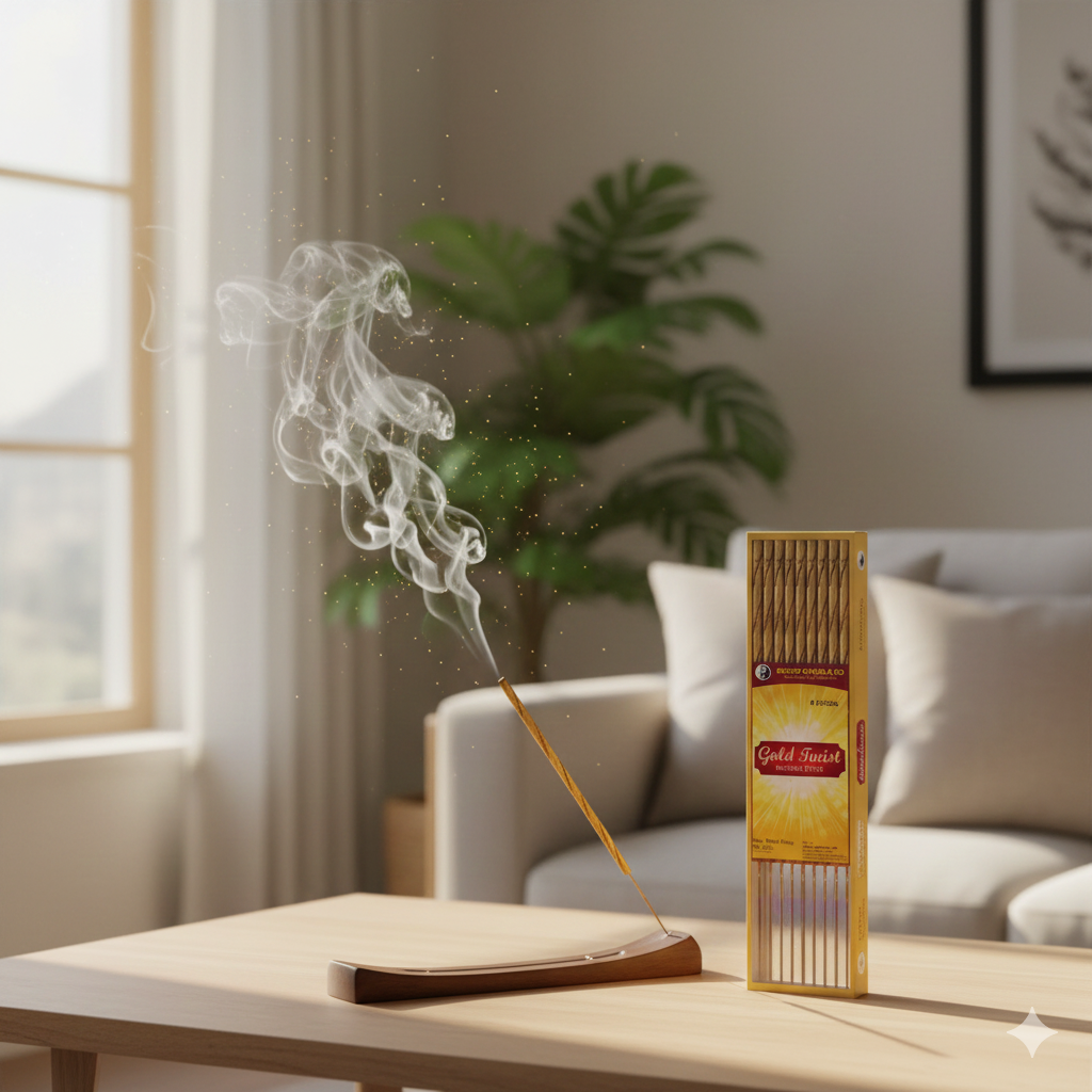 19" Gold Twist Premium 19" Long Incense Sticks 10 Sticks Pack