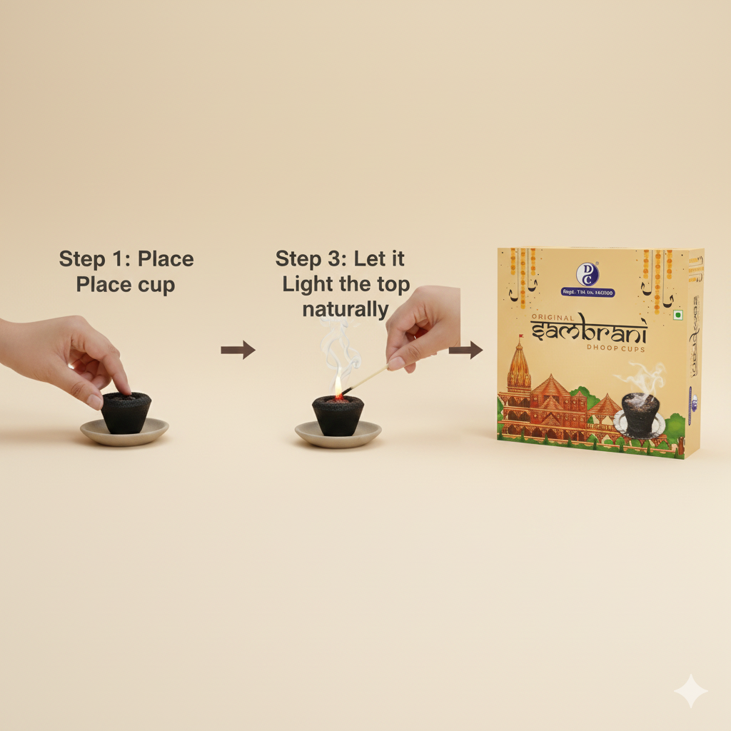 Sambrani Natural Loban Cup Dhoop 12 Sambrani Cups in 1 Pack