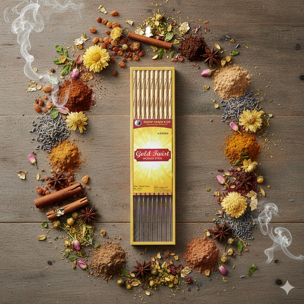 19" Gold Twist Premium 19" Long Incense Sticks 10 Sticks Pack