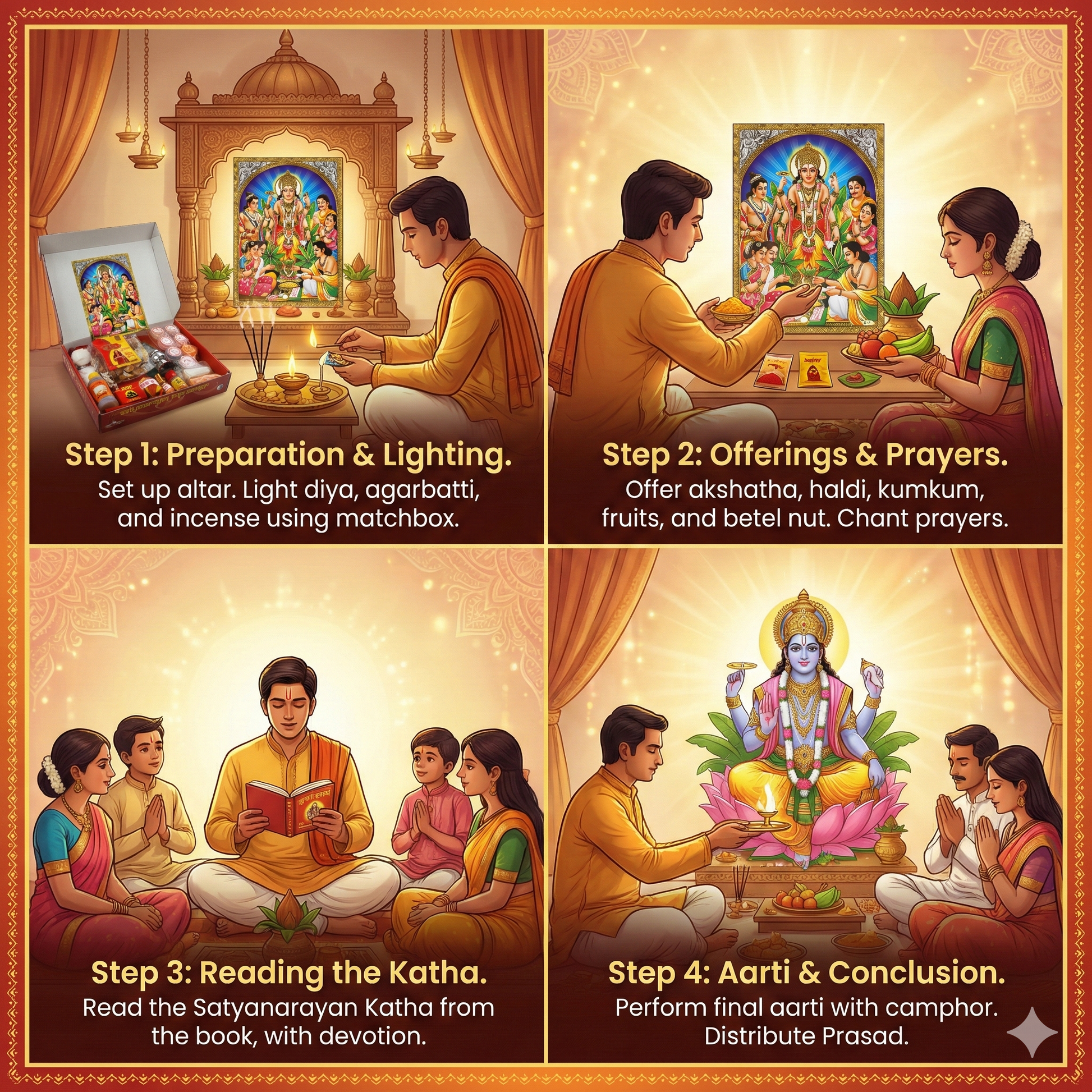 Shree Satyanarayan  Premium Complete Puja Samagri Kit Pack of 1