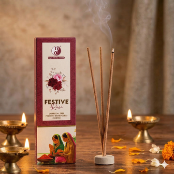 Dhoop Chaon & Co. Festive Rose Premium Bambooless Incense Sticks | 90g Each Pack.