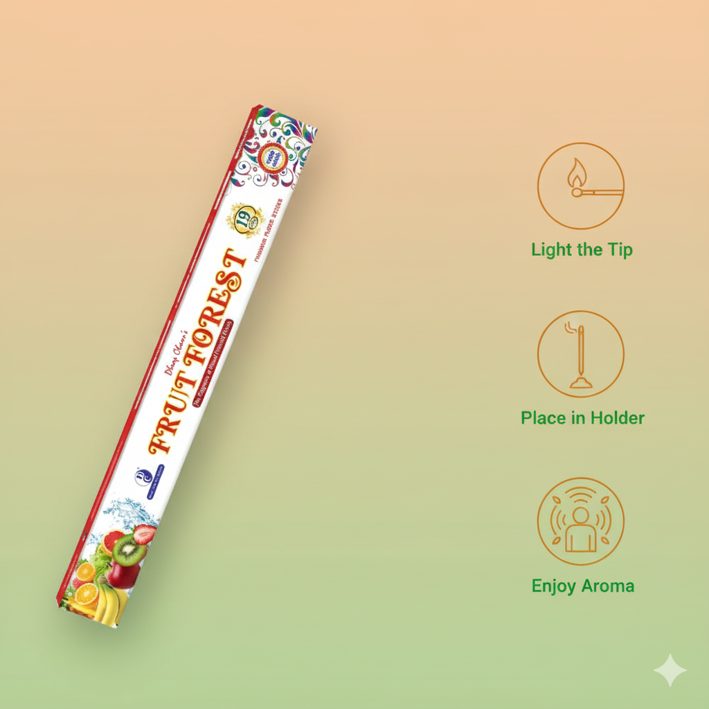 19" Fruit Forest Premium 19" Long Incense Sticks with 6 hours Burning 5 Sticks Pack