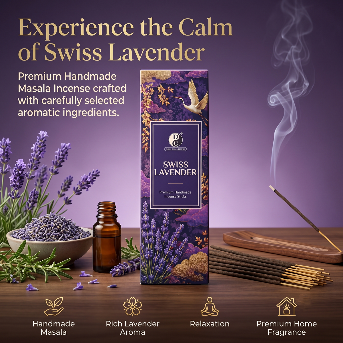 Swiss Lavender Premium Masala Incense Sticks