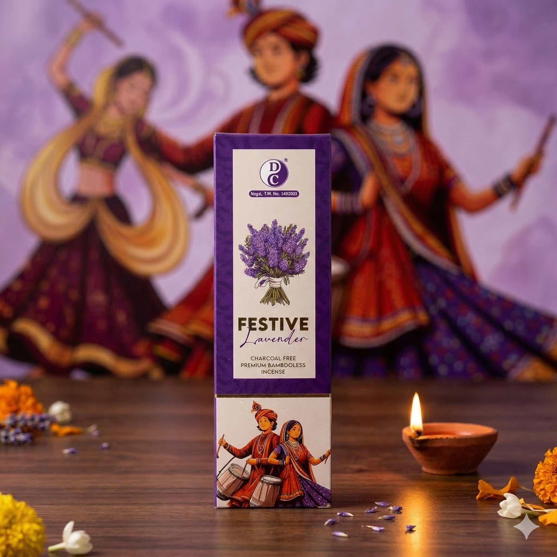 Dhoop Chaon & Co. Festive Lavender Premium Bambooless Incense Sticks | 90g Each Pack.