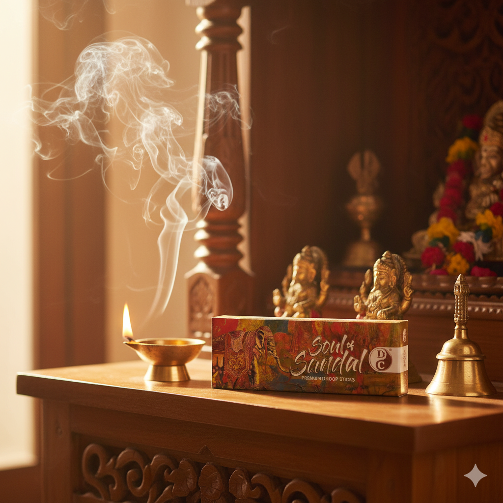 Soul of Sandal Premium 6 Inch Long Charcoal Free Dhoop Sticks 10 Sticks Pack