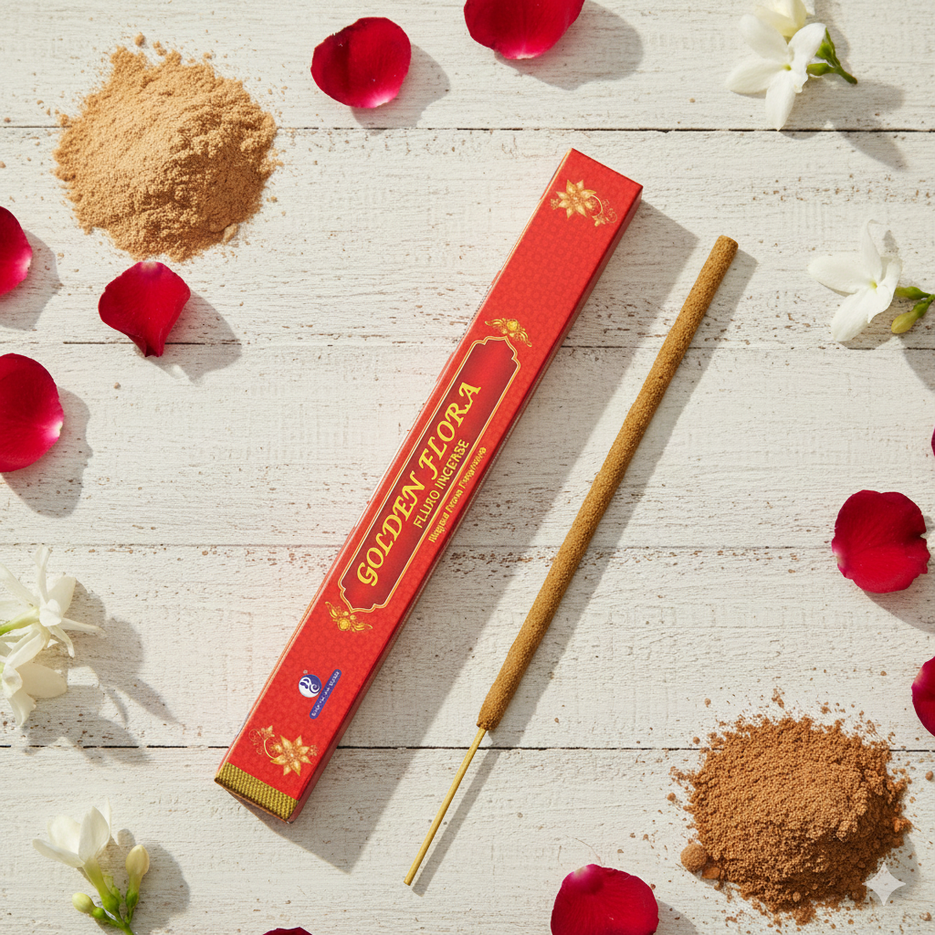 19" Golden Flora Premium 19" Long Incense Sticks pack of 1, (5 sticks in each pack)
