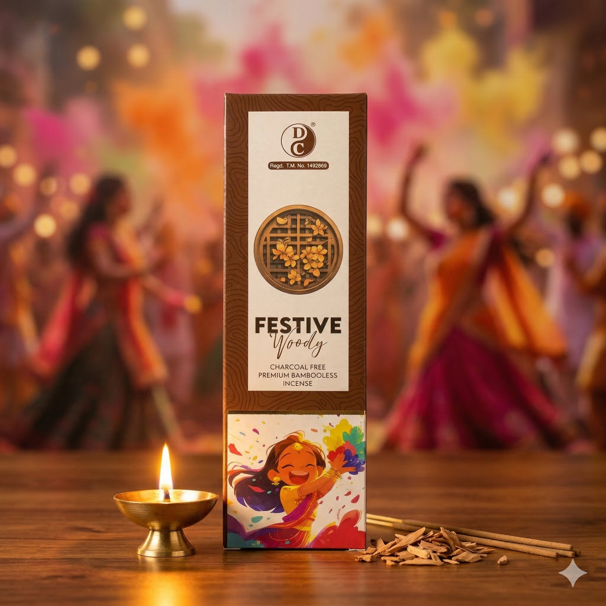 Dhoop Chaon & Co. Festive Woody Premium Bambooless Incense Sticks| 90g each pack