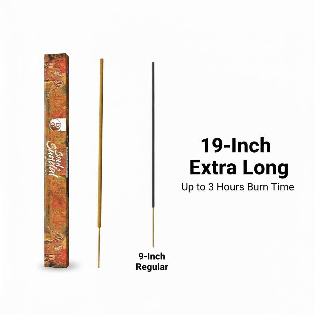 Soul of sandal | Premium 19" Long Incense Sticks | Pack of 1 | 3 sticks each pack | 5 hours Burning each stick.