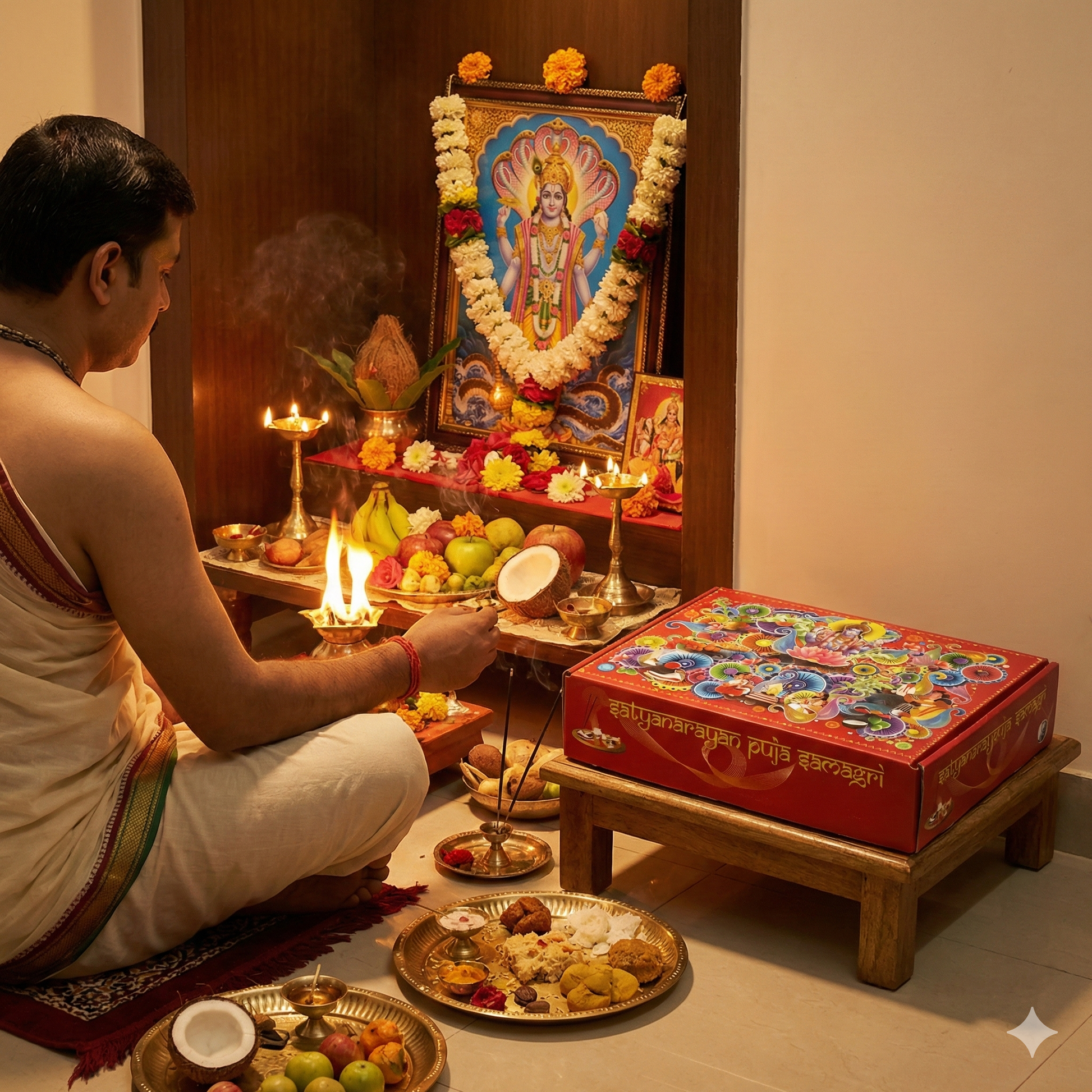 Shree Satyanarayan  Premium Complete Puja Samagri Kit Pack of 1