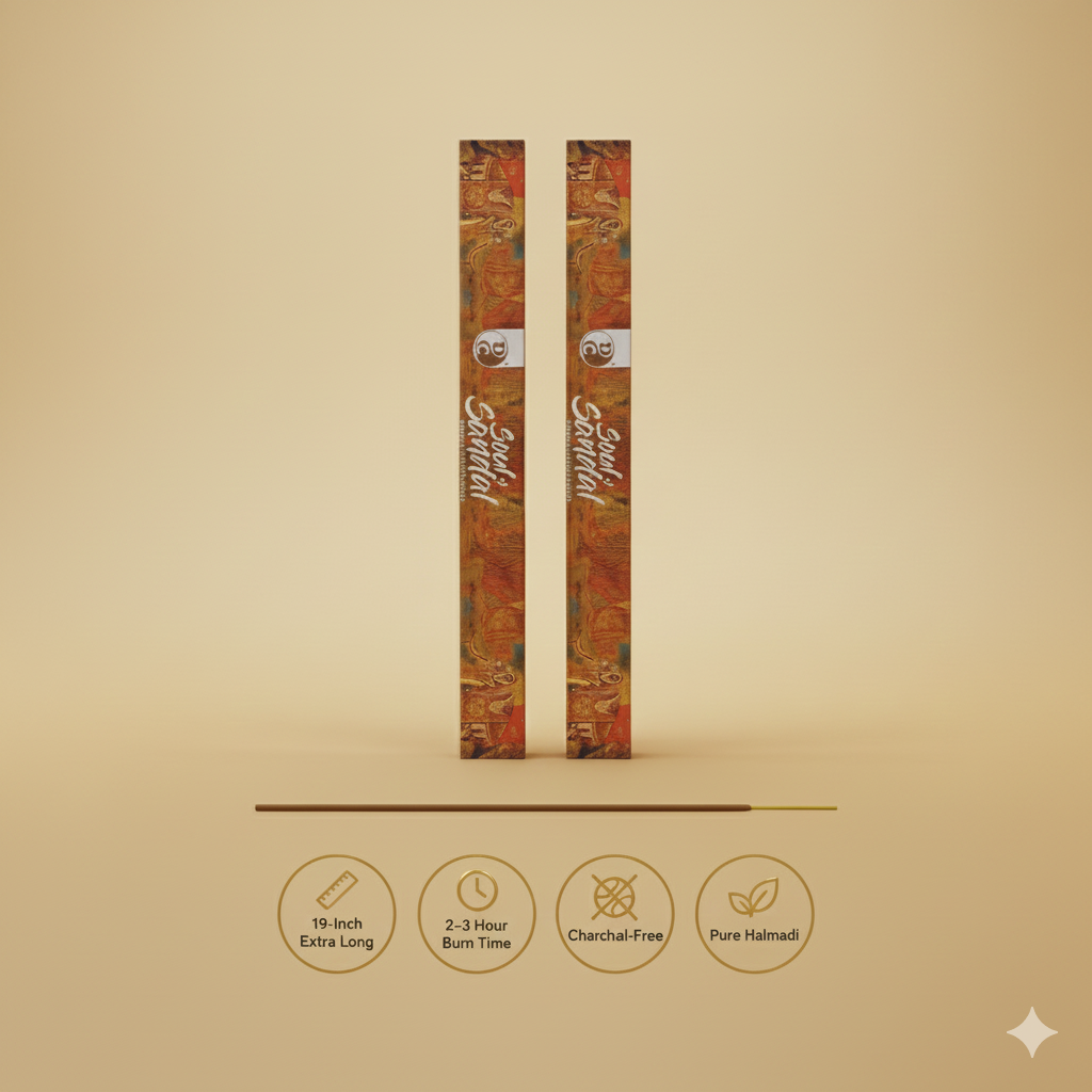 Soul of sandal | Premium 19" Long Incense Sticks | Pack of 1 | 3 sticks each pack | 5 hours Burning each stick.