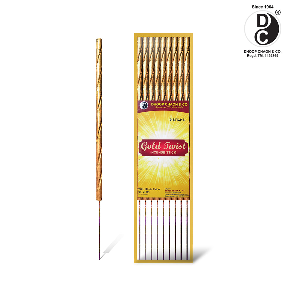 19" Gold Twist Premium 19" Long Incense Sticks 10 Sticks Pack