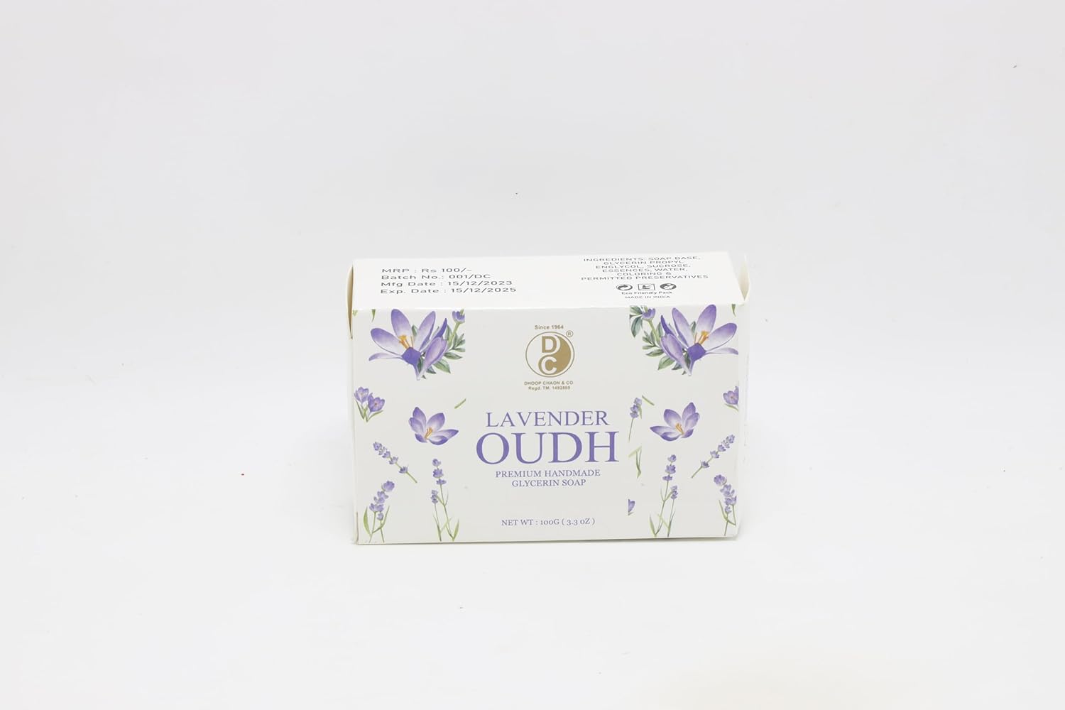 Lavender oud scented glycerin soap bar