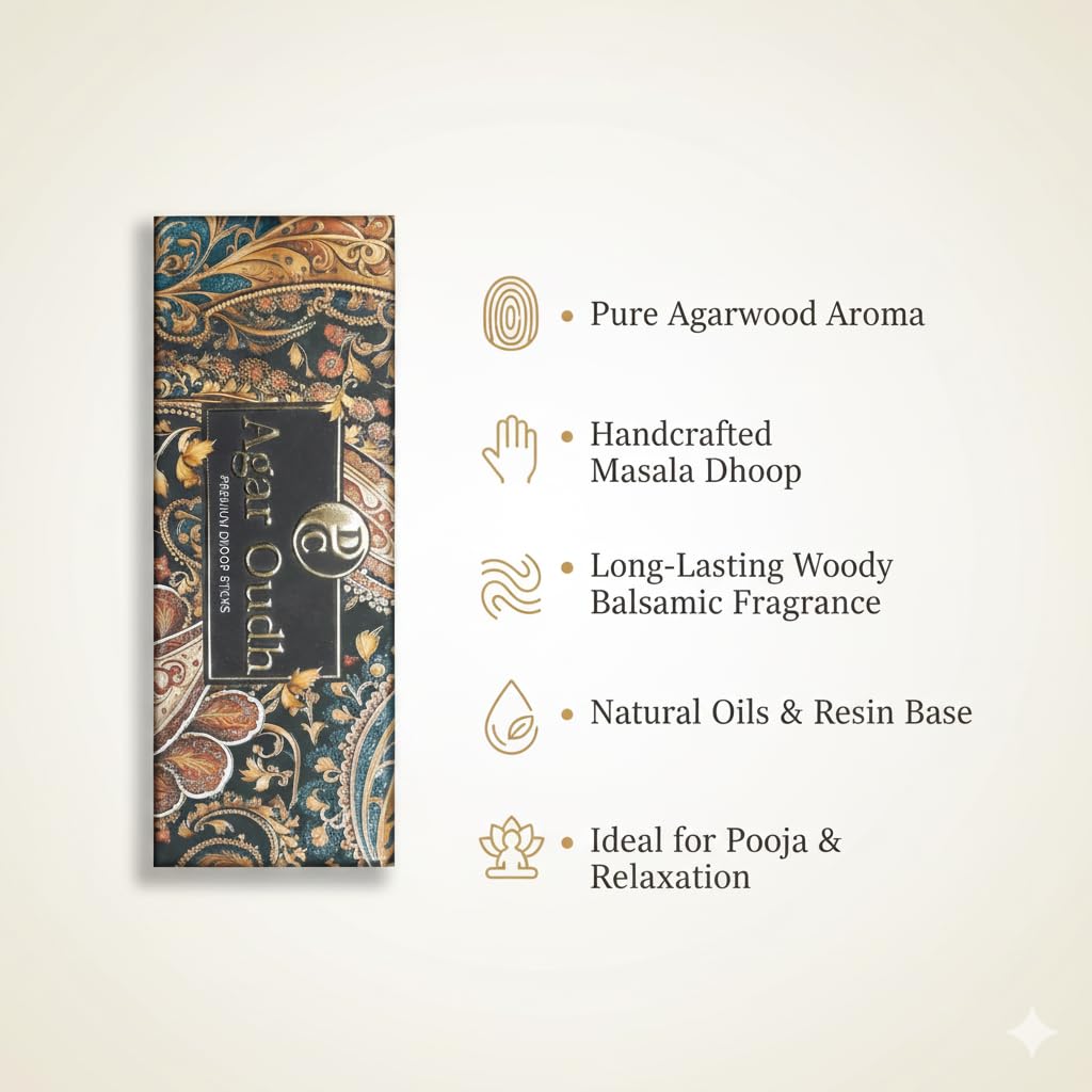 Agar Oudh Premium 6 Inch Long Charcoal Free Dhoop Sticks 10 Sticks Pack