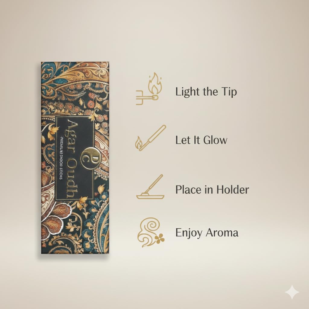 Agar Oudh Premium 6 Inch Long Charcoal Free Dhoop Sticks 10 Sticks Pack