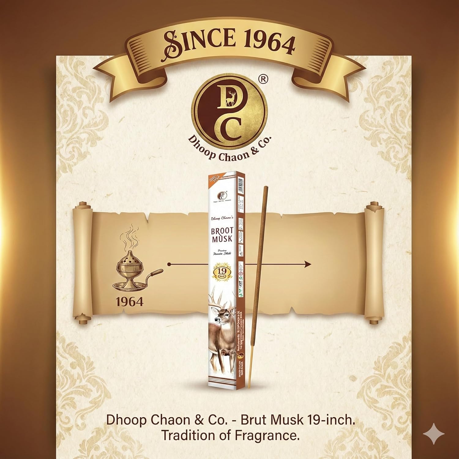 19" Brut Musk Premium 19" Long Incense Sticks 10 Sticks Pack