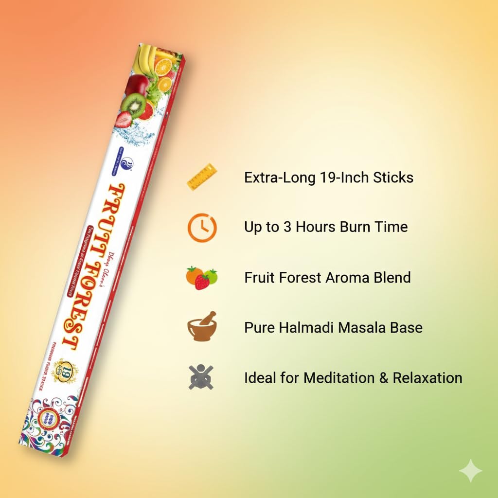 19" Fruit Forest Premium 19" Long Incense Sticks with 6 hours Burning 5 Sticks Pack
