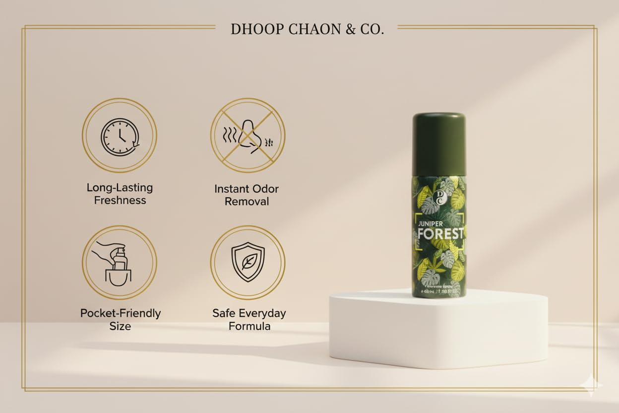 Dhoop Chaon & Co. Juniper Forest Air Freshener Spray | Premium 40 ml Mist | Pack of 2