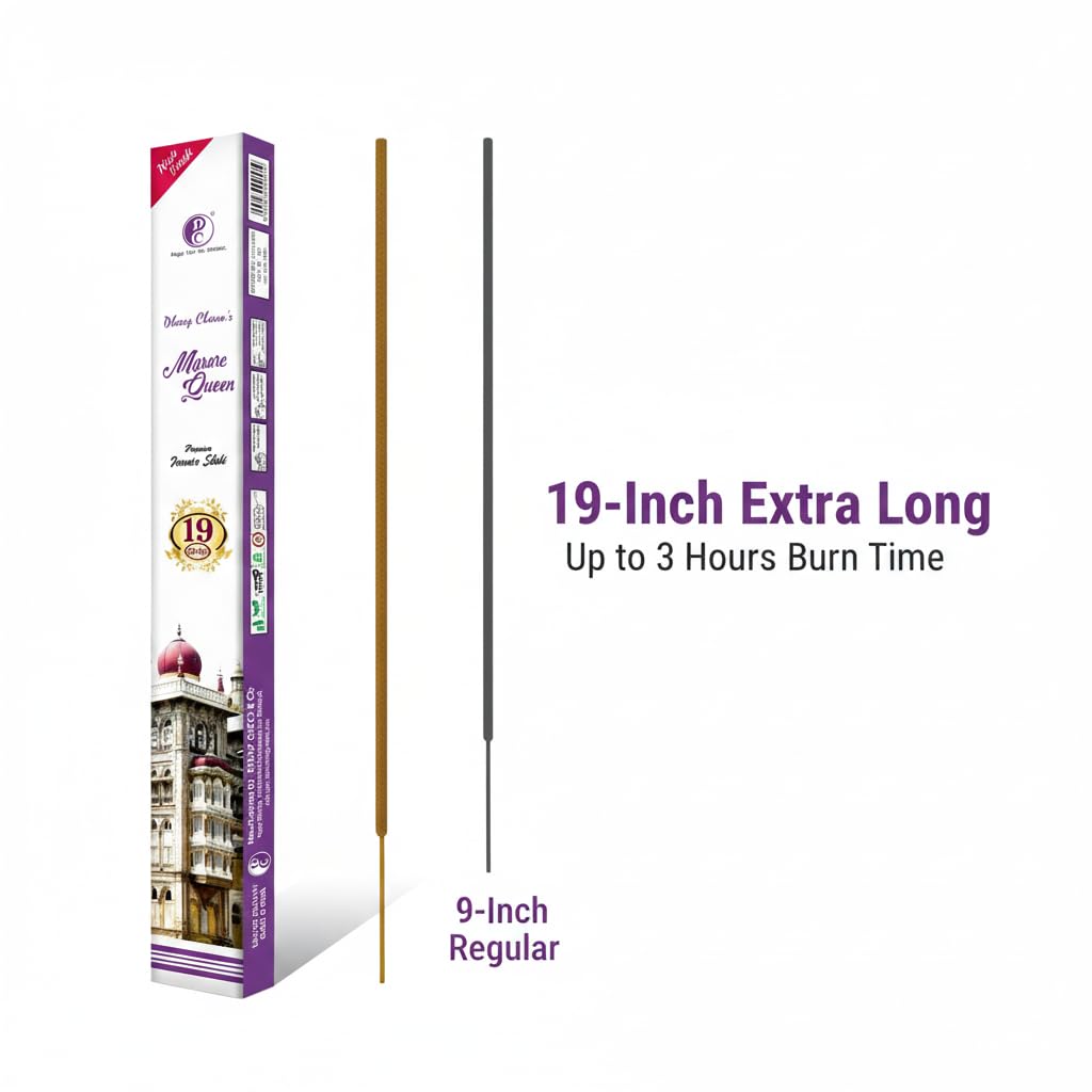 19" Mysore Queen Premium 19" Long Incense Sticks 10 Sticks Pack
