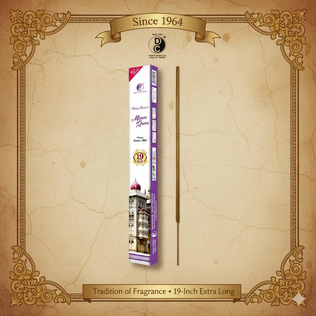 19" Mysore Queen Premium 19" Long Incense Sticks 10 Sticks Pack