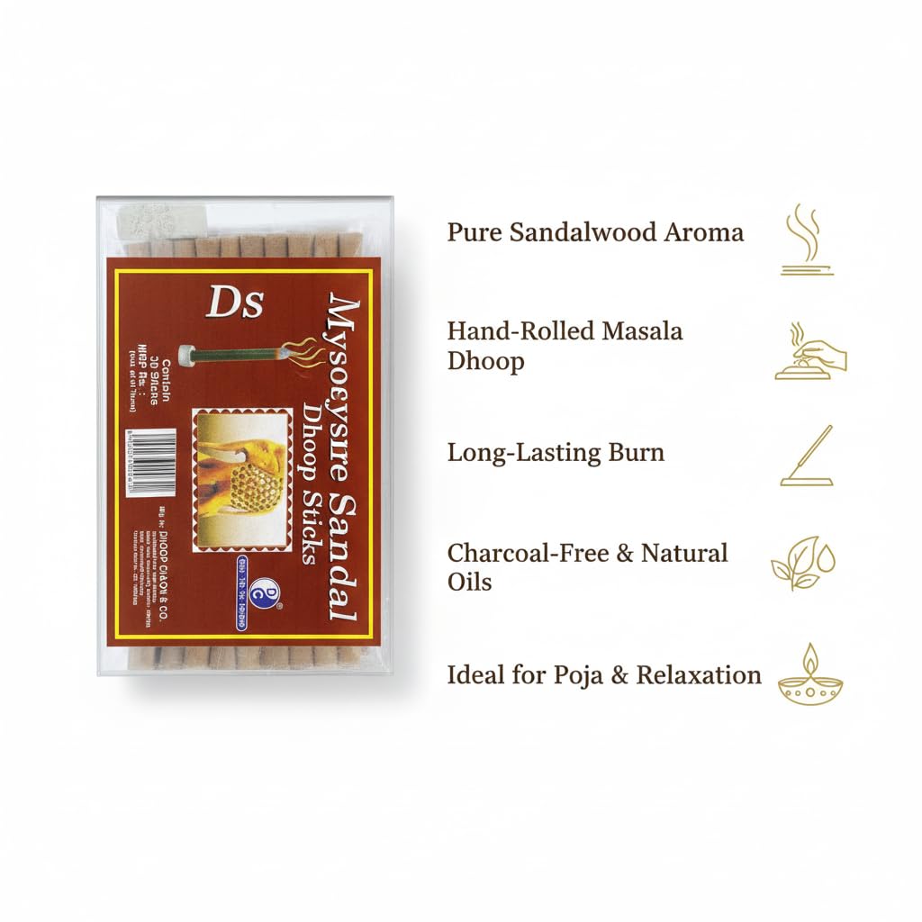 Mysore Sandal Premium Dhoop Sticks Without Charoal 30 Sticks Pack