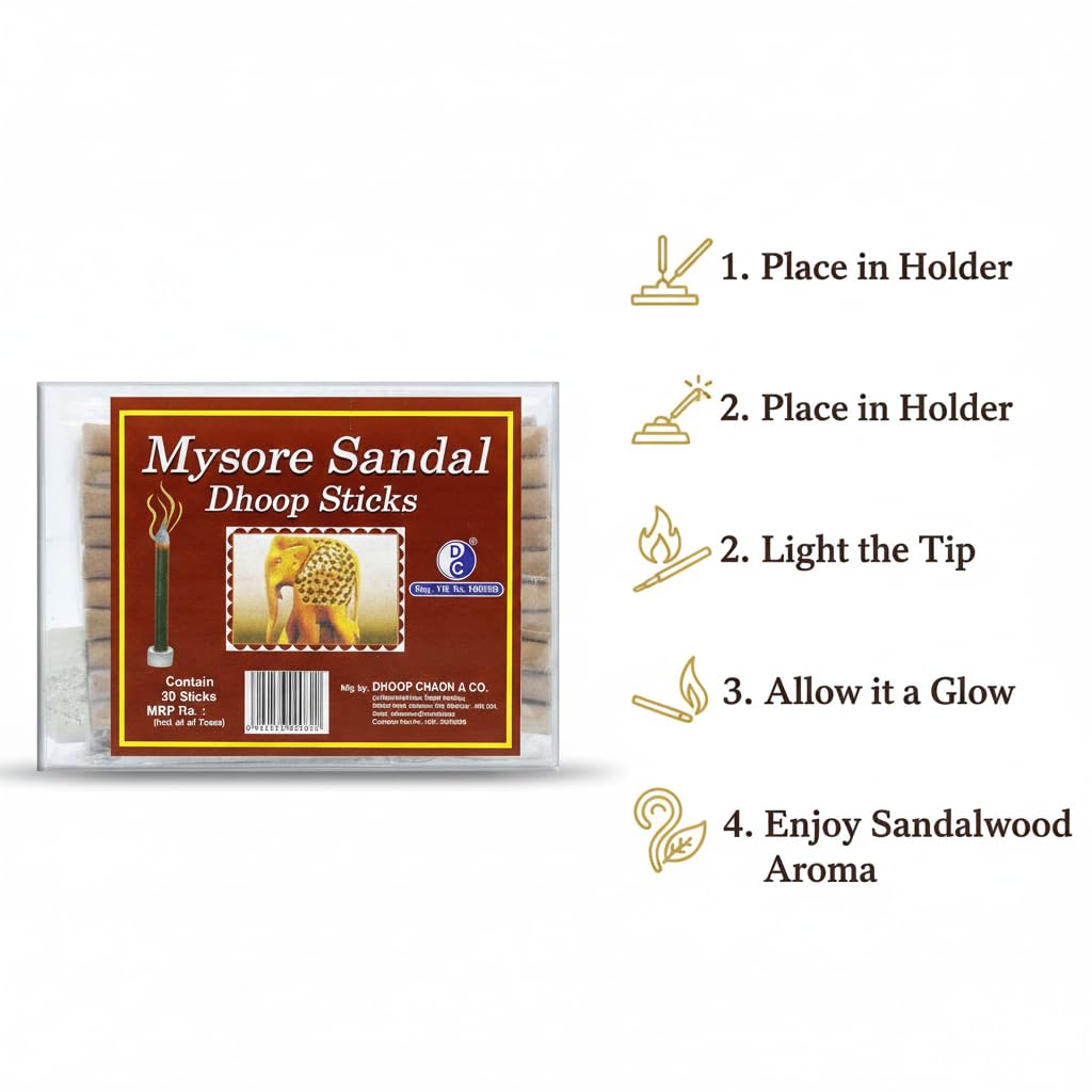 Mysore Sandal Premium Dhoop Sticks Without Charoal 30 Sticks Pack