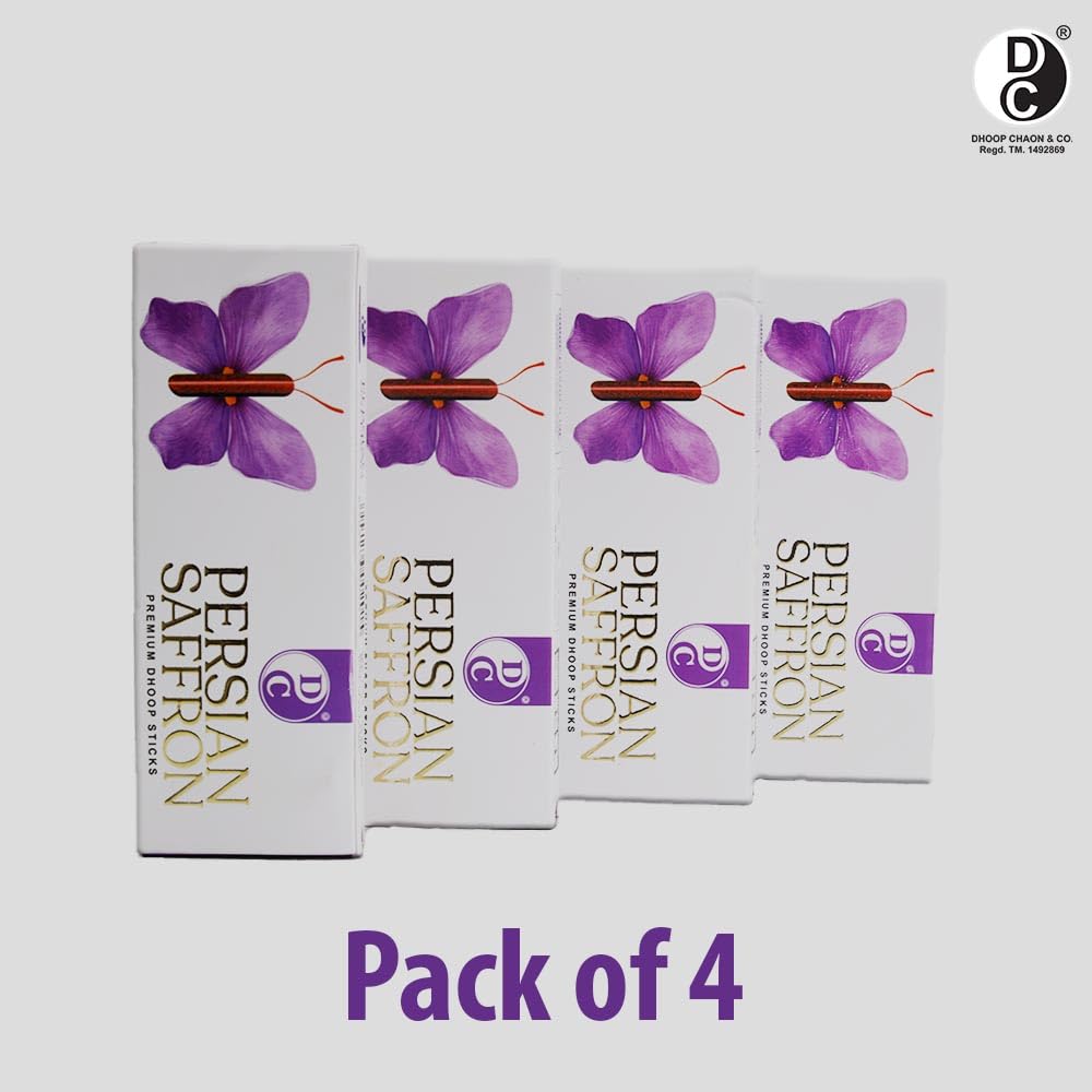 Persian Saffron  Premium 6 Inch Long Charcoal Free Dhoop Sticks 10 Sticks Pack