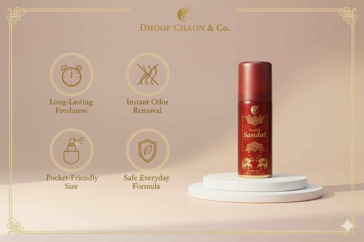 Dhoop Chaon & Co. Soul of Sandal Air Freshener Spray | Premium 40 ml Mist | Pack of 2