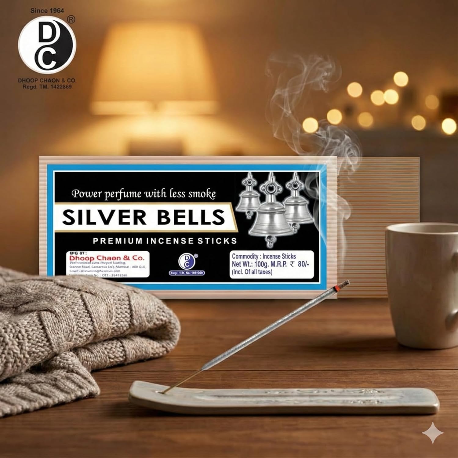 Silver Bells Metallic Coloured Premium Incense Sticks 100 Grams Pack